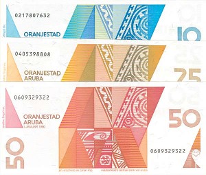 Aruba - 10, 25, and 50 Florin - P-7, 8, 9 - Set of 3 Notes - Paper Money